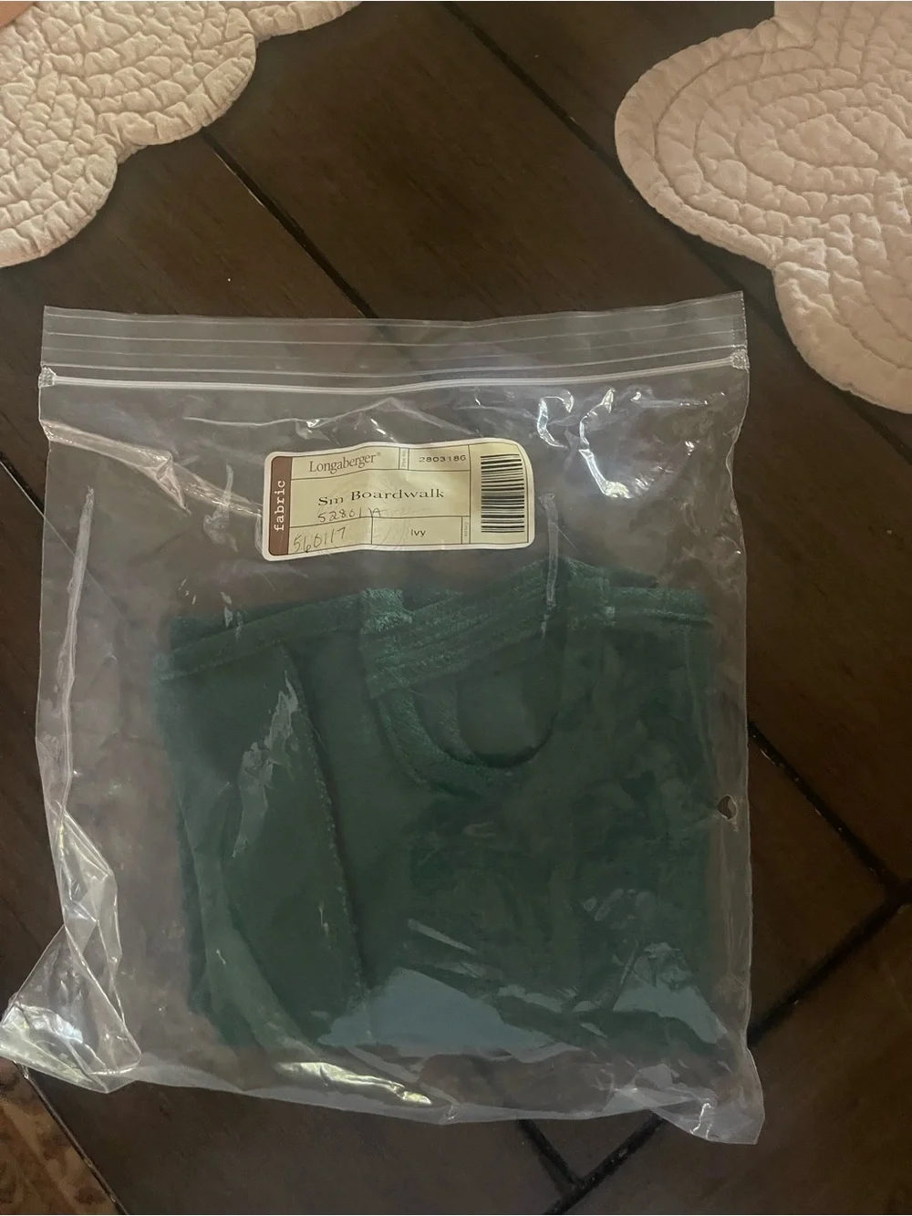 Longaberger Ivy Green Small Boardwalk Fabric Liner